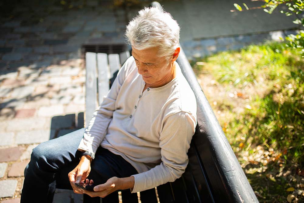 Senior using smartphone